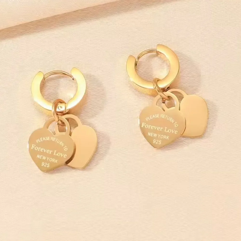 Stainless Steel Gold Heart Mini Huggie Hoops
